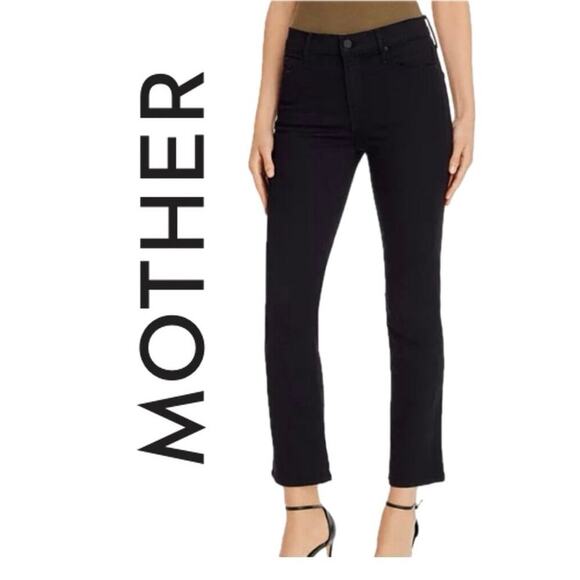 Mother Jeans Pants The Mid Rise Dazzler Ankle Sz 23 Black Noir STRECH GOTHCORE - Picture 1 of 16
